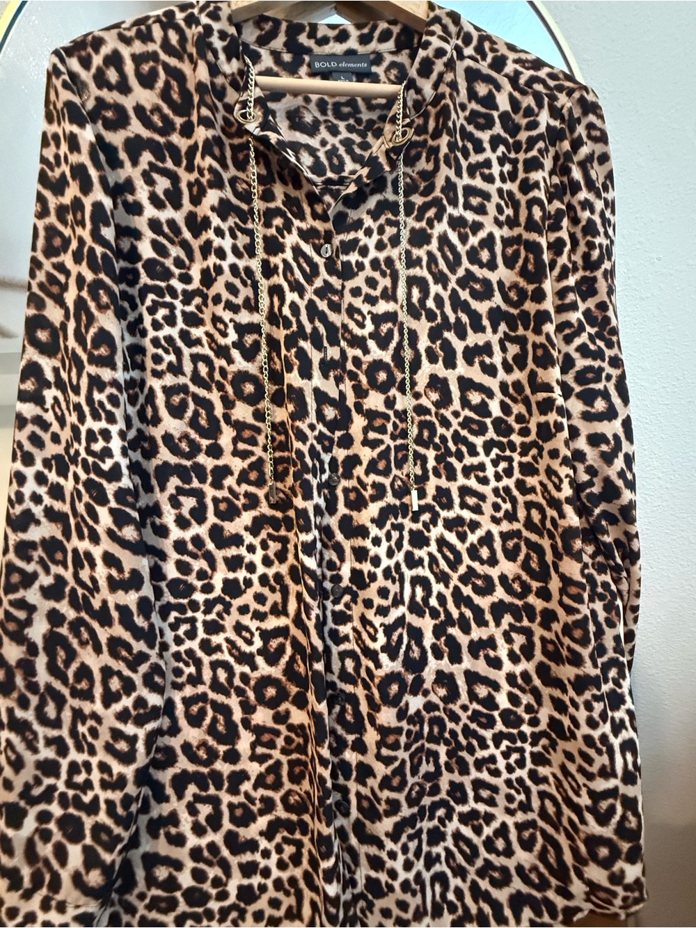 BOLD elements Leopard-Print Button-Front Jacket with Gold Chain Detail - Picture 4 of 4